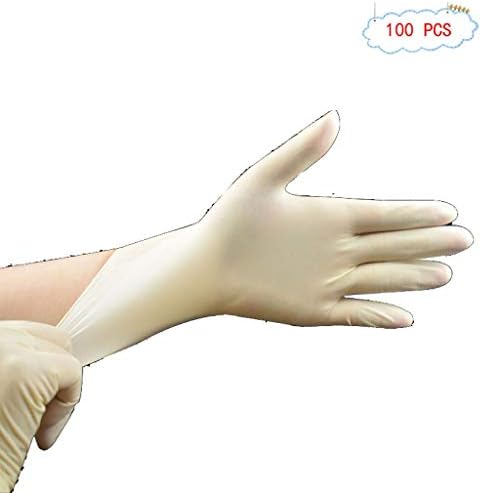 CLQ Disposable Surgical Anti-slip Thick Latex Gloves Powder-free Dust-free Rubber Gloves Box Of 100 (Size : M)