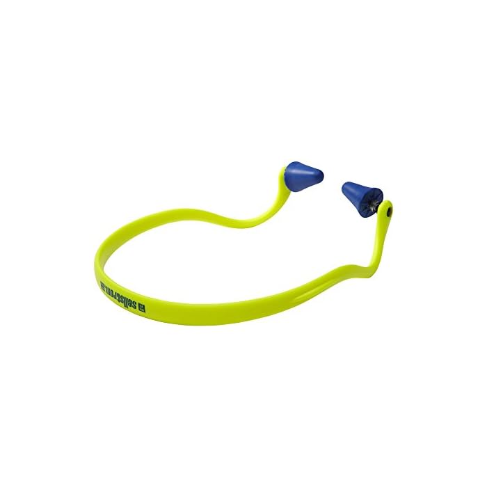 Sellstrom Reusable Banded Ear Plugs, Hearing Protection for Work, 25dB NRR, Hi-Viz Green/Blue, S23430