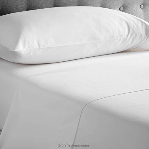 WEEKENDER 200 Thread Count Hotel Fitted Sheet - Cotton Rich Blend - White - Full,