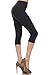 Leggings Depot Women's Premium Quality Ultra Soft Printed Capri Cropped Fashion Leggings (Black)