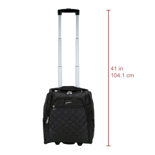 ROCKLAND MELROSE UPRIGHT WHEELED UNDERSEATER CARRY-ON LUGGAGE, BLACK, 15-INCH