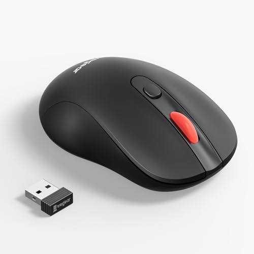 wegear USB Wireless Mouse for Laptop PC Mac, 2.4GHz Cordless Mouse with 6 Buttons, 5-Level Adjustable 4000 DPI, Ergonomic Portable Optical Computer Mice, 24-Month Battery Life -Black