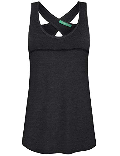 image for Kimmery Black Sleeveless Top, Ladies Round Neck Criss Cross Back Tops 