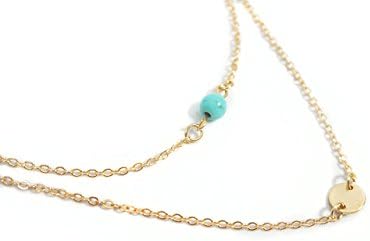 Leila Necklace,Gemstone Necklace,Gold Disc Necklace, Delicate Necklace, Dainty Necklace