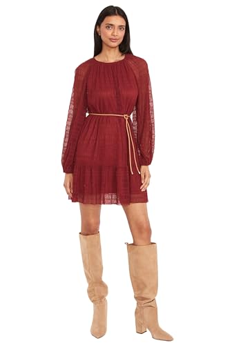 The Good Journey - Women's Long Sleeve Blouson Dress with Belt - Casual Day Dre…