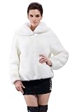 Messca Women's Irma Faux Mink Fur Short Fur Coat (L, White)