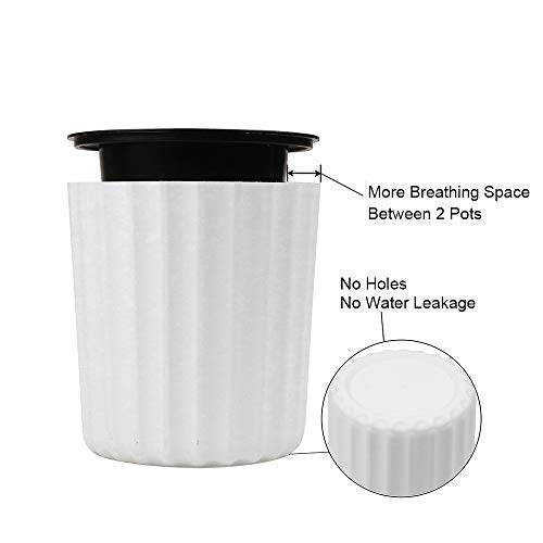 MUZHI Orchid Pot with Net and Holes, Round Self Watering Planter Pot for Indoor Plants and Flowers 3 Sets White
