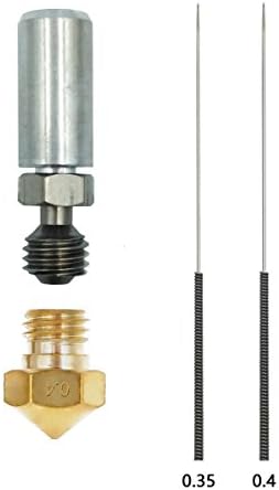 Kweiny MK10 All Metal Hotend Kit 0.4mm Brass Nozzle for 3D Printer Parts | Extruder Cleaning Drill Bit Tools 2 Pieces | Fit with 1.75mm Filament