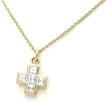 Amazon ブルガリ Bvlgari ダイヤクロスネックレス スクエアカット K18yg 中古 ネックレス 通販