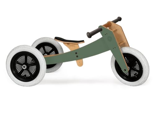 Wishbone Bike 3in1 Designer Wooden Balance Bike and Walker, Ages 1 to 5 Years (Pine Green 3in1)