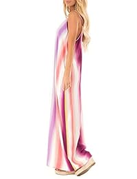 ETCYY - Vestido de verano para mujer, cuello en V, con correa de espagueti, con bolsillo