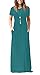 DEARCASE Maxi Dress for Women Acid Blue Large Crewneck Short Sleeves Wedding Guest A-line Casual Loose Party Vintage Spring Summer Beach Long Dresses with Pockets