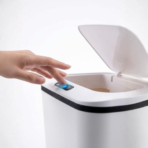 Kirk Lixeira Automática Inteligente com Sensor de Aproximação 16L | Abertura Sem Toque, Design Moderno Minimalista, Vedação Anti-Odor | Silenciosa para Banheiro, Cozinha e Escritório (Branco)