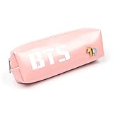 Kpop BTS Bangtan Boys Pencil Case Pouch Coin Wallet School Supplies BTS Stationery Zipper Bag (Pink)