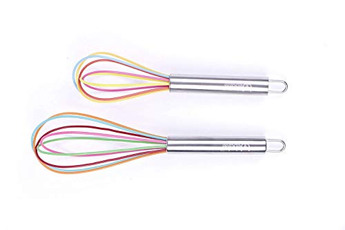 image for Webake 8 and 10 Inch Silicone Whisk Set of 4 Hand Wire Balloon Wisks f