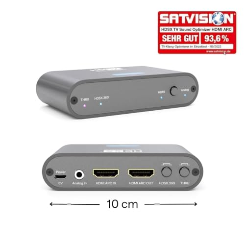 HDSX TV Sound Optimizer HDMI ARC | Even Volume, Clear Speech for TV, Streaming and Gaming | Premium TV Sound | PCM 2.0 | Virtual 3D Sound HDSX.360 | PassTHRU for DD5.1, DD+, Atmos