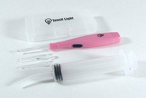 Tonsil Light (Pink) - Tonsil Stone Remover w/Case + Irrigation Syringe