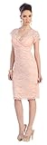 Mother of the Bride Formal Short Lace Dress #974 (2XL, Blush)
