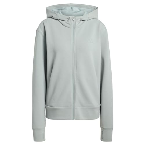Adidas Damen D4T Workout Full Zip Hooded Sweatshirt, Wonder Sage, XXS