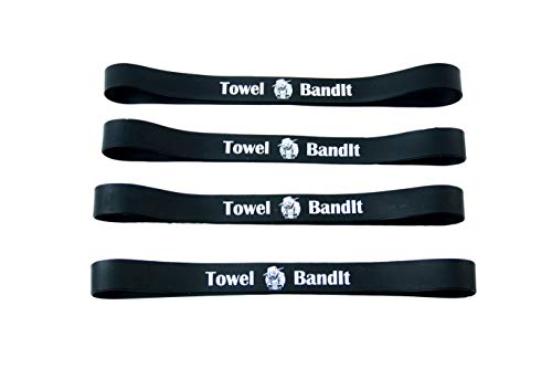 Towel BandIt Black 4-Pack Towel Holder-Secures Your Beach Towels to Your Pool Loungers and Beach Chairs-Packs Easily for The Beach, Pool, Cruises, Boating, Camping and Waterparks.