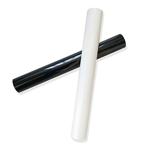 MIPON 2 Packs 11.8" x 10ft Adhesive Heat Transfer Vinyl Roll for T-Shirts,Hats, Clothing,Heat Press Machines Transfer Paper(White and Black)