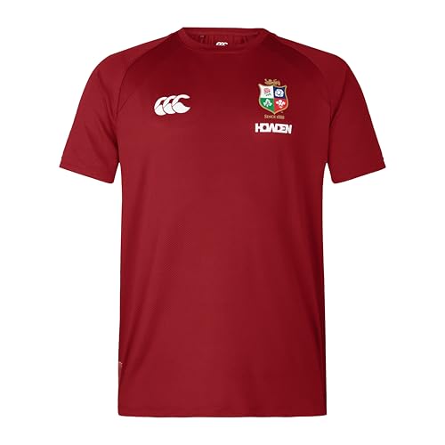 British & Irish Lions Canterbury Mens Official Canterbury Everest T-Shirt | Rugby Tee | Quick Dry | Technical T-Shirt, Red Dahlia, XS
