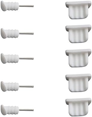 stargoldenbell Android Cell Phone Dustproof Dust Plug Stopper Set Ear Jack Micro USB Port Cap, 5pcs, White