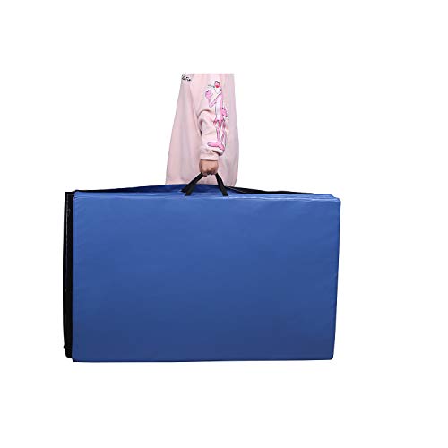 ZENOVA Gymnastics Mat 4'x10' Thick Large Folding Tumbling Gym Panel Crash Mats with Handles Women Home Gym Fitness (Pure Blue) - Thumbnail 2