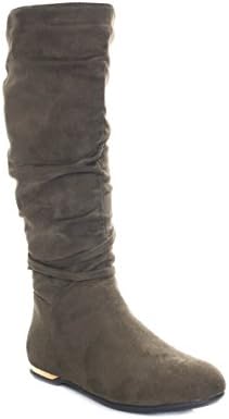 Soho Shoes Women's Knee High Faux Suede Winter Heel Fashion Flat Boots