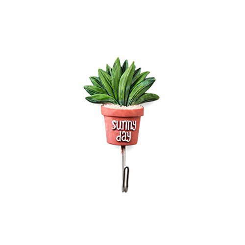 Zubita Stainless Steel Hooks, Cute Simulation Cactus Plants Hooks Powerful Adhesive Wall Accessories Multifunction J Hook Holder for Bathroom, Kitchen and Bedroom (Long Leaf Cactus)