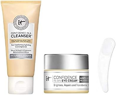 lt Cosmetics Confidence In A Cleanser & Confidence In An Eye Cream, 2 Piece Set (Free Facial Spatula Included)