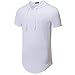 UNRESTRAINED Mens Hipster Longline Hooded Side Zipper T Shirt White M