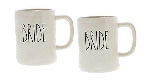 Rae Dunn Bride and Bride Lesbian Couple Coffee Mug Set - Artisan Collection by Magenta (Wife Wedding Anniversary Birthday Valentine's Day for Her Gift Present)