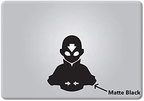 Avatar The Last Airbender Aang Die-cut Decal Vinyl Sticker for Macbook Laptop Car (Matte Black, Macbook with Glowing apple)