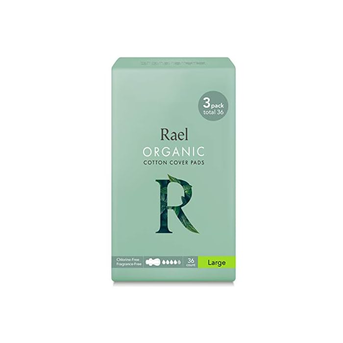 Rael Certified Organic Cotton Menstrual Large Pads - 3Pack/ 36 Total - Ultra Thin Natural Sanitary Napkins with Wings (3 Pack)