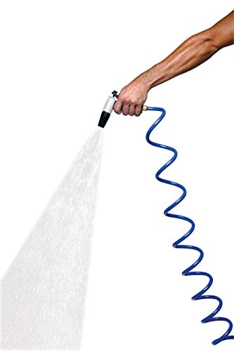 HoseCoil 3/8 inch ID Self Coiling Garden, RV, Marine Outdoor Water Hose (15' Blue) - Thumbnail 2