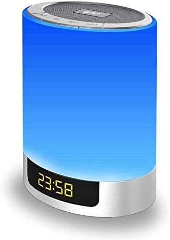 MJDUO Night Light Bluetooth Speaker, Alarm Clock with Touch Control LED Lamp Bedside Lamp Color Changing Wireless Speaker USB AUX MP3 Music Player Best Gift for Kids,Party,Bedroom,Outdoor