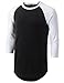 URBANCREWS Mens Hipster Hip Hop 3/4 Sleeve Raglan Baseball T-shirt BLKWHT, M