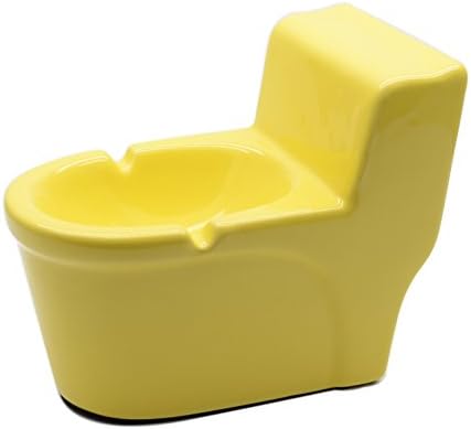TOWOMO Creative Closestool Shape Ceramic Cigarette Ashtray (Yellow)