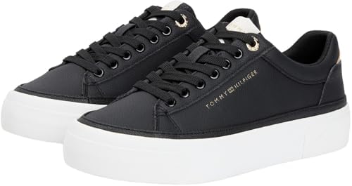 Donna Sneakers con Suola Preformata Foxing con Lacci, Nero (Black/Ancient White), 39