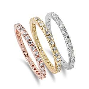 Amazon.com: Sterling Silver .925 Stackable Tri Color Eternity Bands 8: Eternity Rings: Jewelry