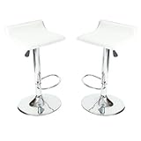 2 x Vinyl Air Lift Adjustable Swivel Bar Stools, -Pack of 2 (2002) (White)