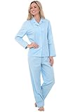 Del Rossa Women's Cotton Pajamas, Long Woven Pj Set, Large Mint with White Dots (A0517R54LG)