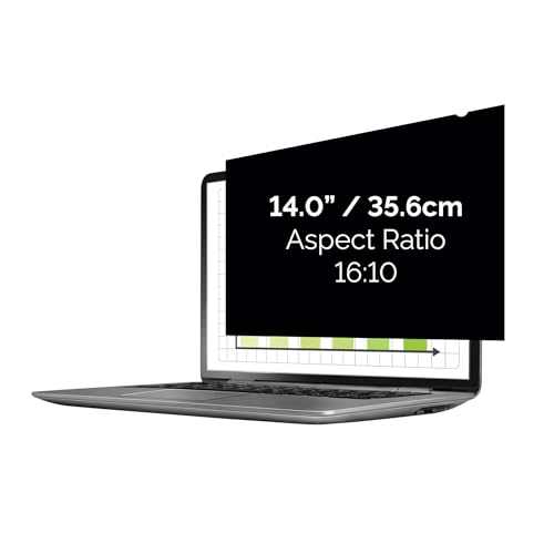 Fellowes PrivaScreen™ Black Out Privacy Filter Anti Glare Screen Protector for Laptop 14.0 Inches (16:10 Aspect Ratio) 302 x 189mm - Easy Attach & Removal with Quick Reveal Tabs™