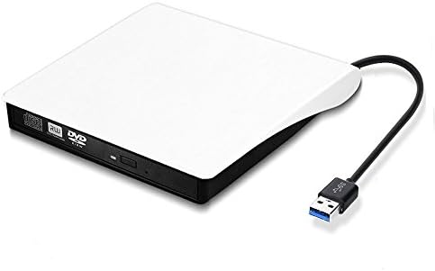 External CD Drive, TOPCHU Ultra Slim USB 3.0 CD DVD-RW DVD ROM Drive, DVD Burner Reader Recorder Writer Rewriter for Laptop, Apple Macbook Pro Air iMAC, PC, Desktop, Notebook (White)