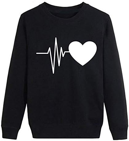 Womens Top!! JSPOYOU Women Cute Short Sleeve Heart Printed Tops Casual Blouse