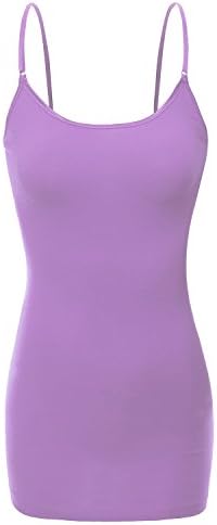 BozzoloWomen's Ladies Adjustable Spaghetti Strap Basic Long Cami Tunic Tank Top