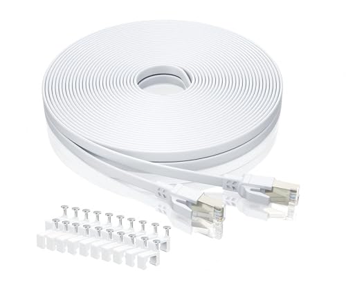 BAHIWOM Cat8 Ethernet Cable 10m, 40Gbps/2000Mhz High Speed Gigabit Lan Network Cable, Internet Cable Compatible with Router, with Modem, with PC, with Laptop - White