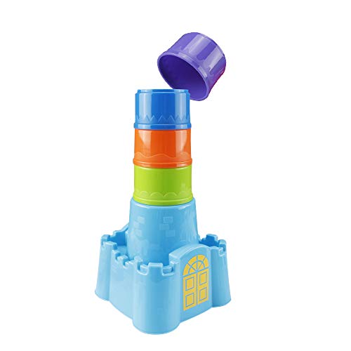 WISHTIME Baby Stacking Cups Bath Toy - Castle Stacking Sorting Nesting Bath Beach Toys Educational Development Toy for Baby Toddlers Kids 1 2 3 4-5 Year Old Girls Boys