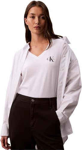 Donna T-Shirt Maniche Corte Confezione da 2 Logo Tee con Scollo a V, Multicolore (Adrenaline Rush/Brilliant White), L
